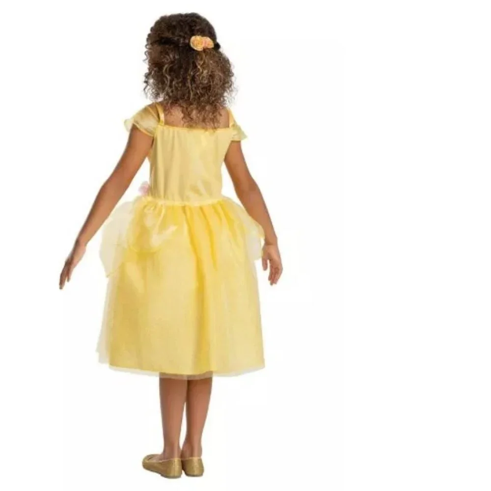 Princess Belle & Wand Halloween Costume 4/6 Yellow Gown Dress 2 Pc Girls Disney